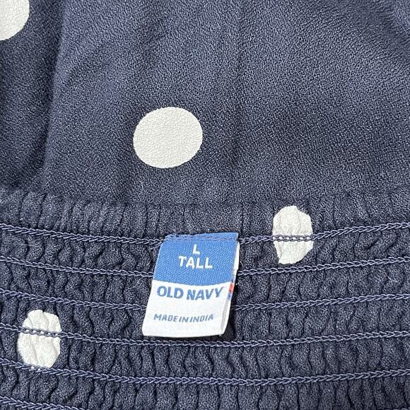 Old Navy Womens Polka Dot Rayon Maxi Dress Size LT Navy Retro Modest Trad Wife - Picture 6 of 7